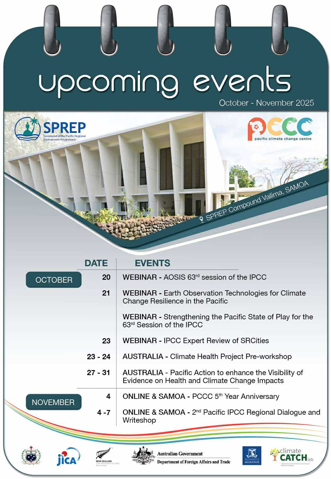 Upcoming Events led by the Pacific Climate Change Centre (October - November 2025)