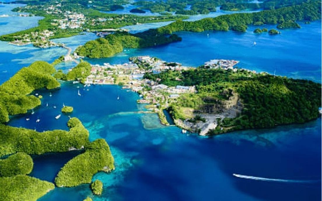 Aerial view of islands and sea